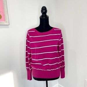 Sonoma Pink Striped Petite Sweater